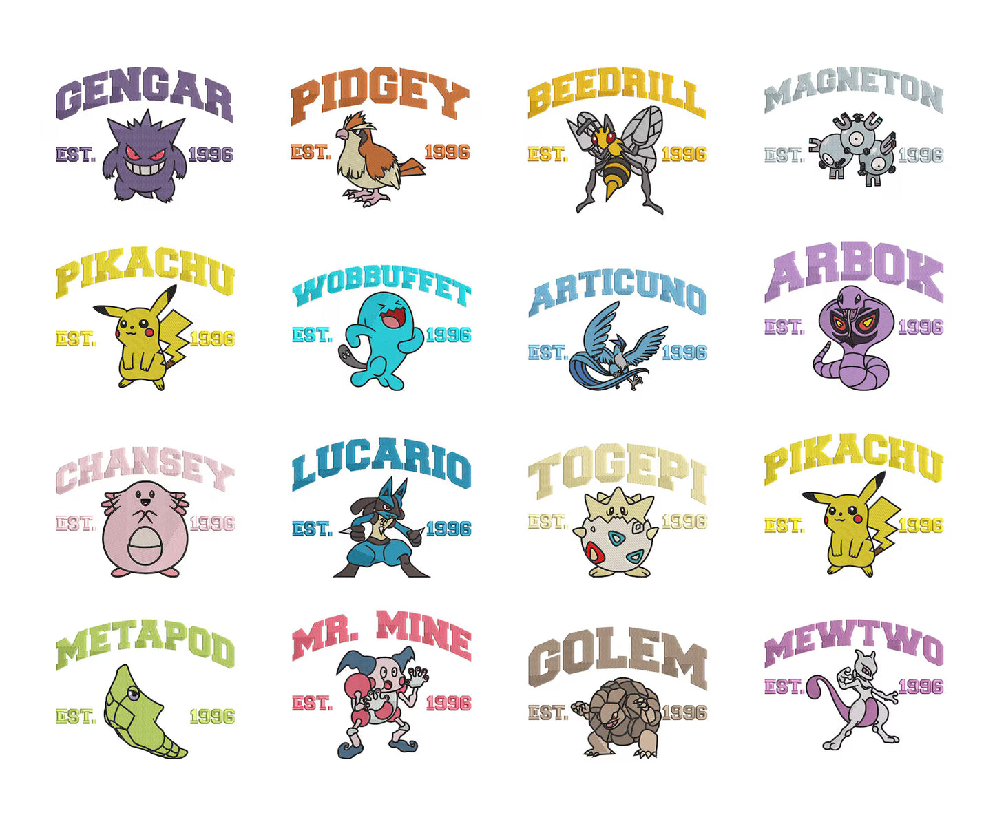 Embroidered Poke Character Hoodie *160 to choose from*