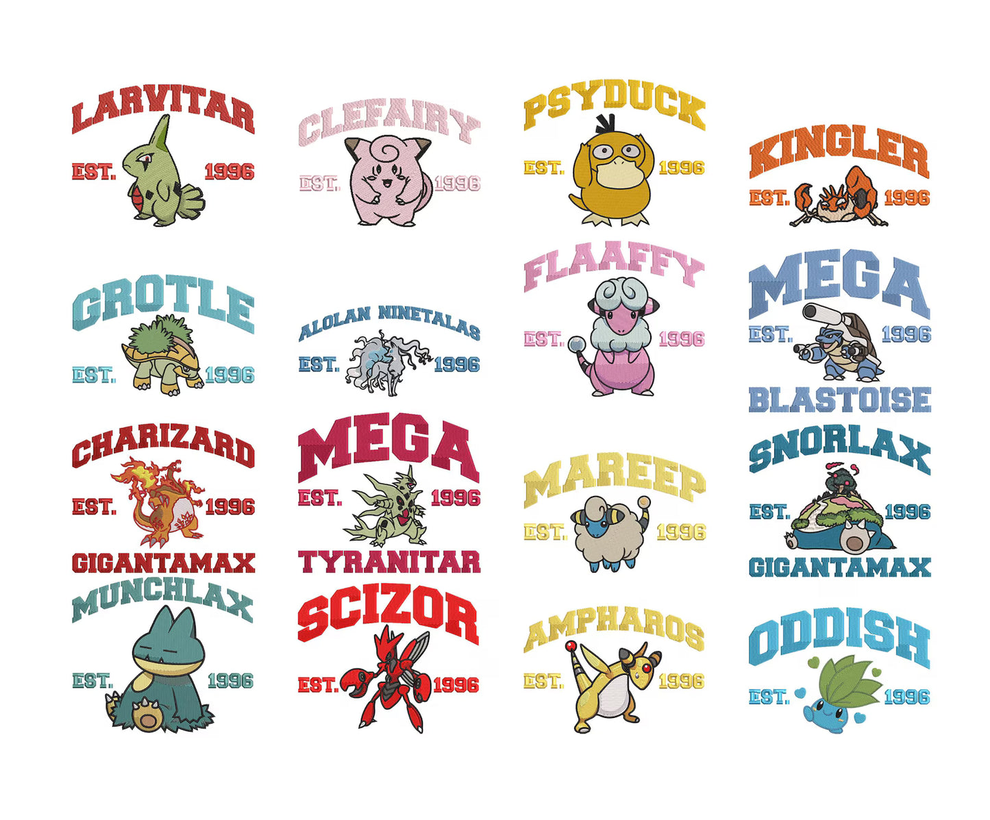 Embroidered Poke Character Hoodie *160 to choose from*