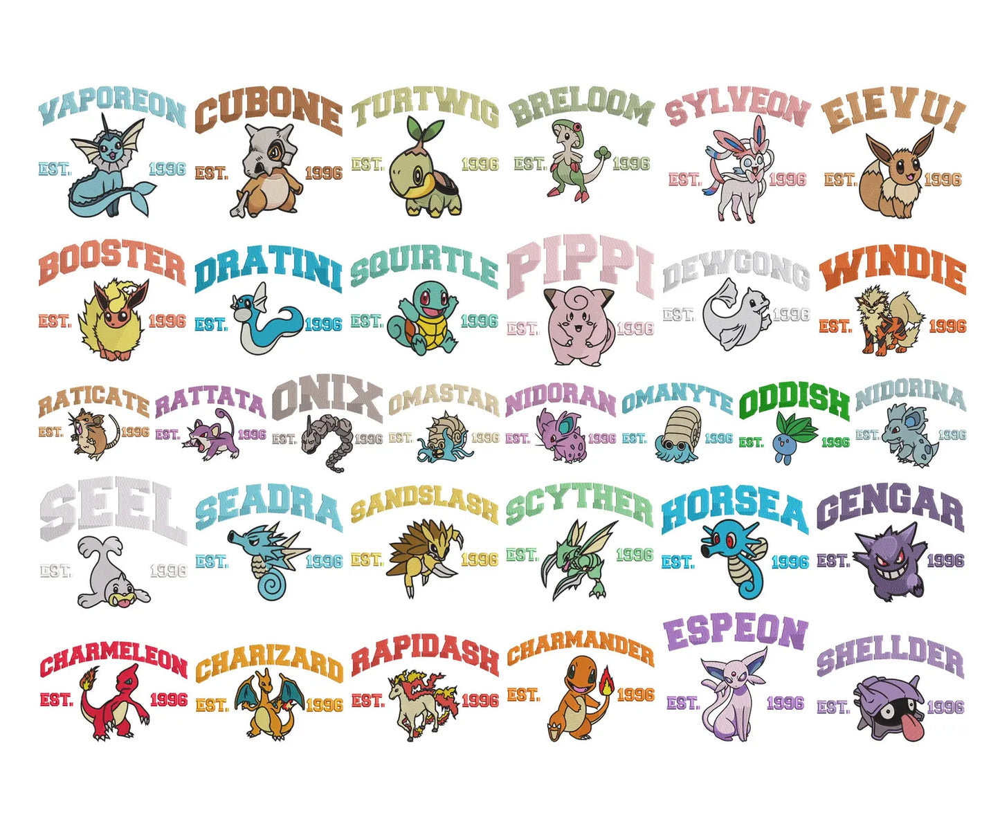 Embroidered Poke Character Hoodie *160 to choose from*