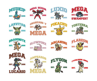 Embroidered Poke Character Hoodie *160 to choose from*