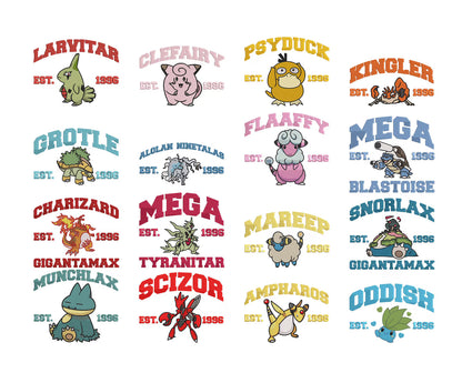 Embroidered Poke Character Hoodie *160 to choose from*